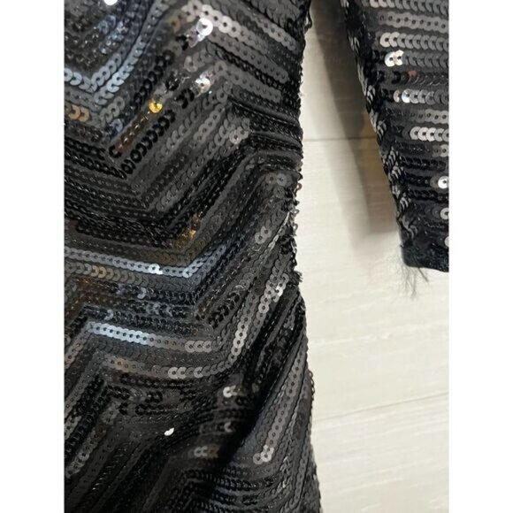 Tahari 3/4 Sleeve‎ Black Sequin Mini Dress Size 8 - Picture 5 of 5